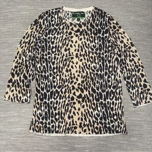 C. Wonder Leopard Print Sweater - Black and Tan Merino Wool